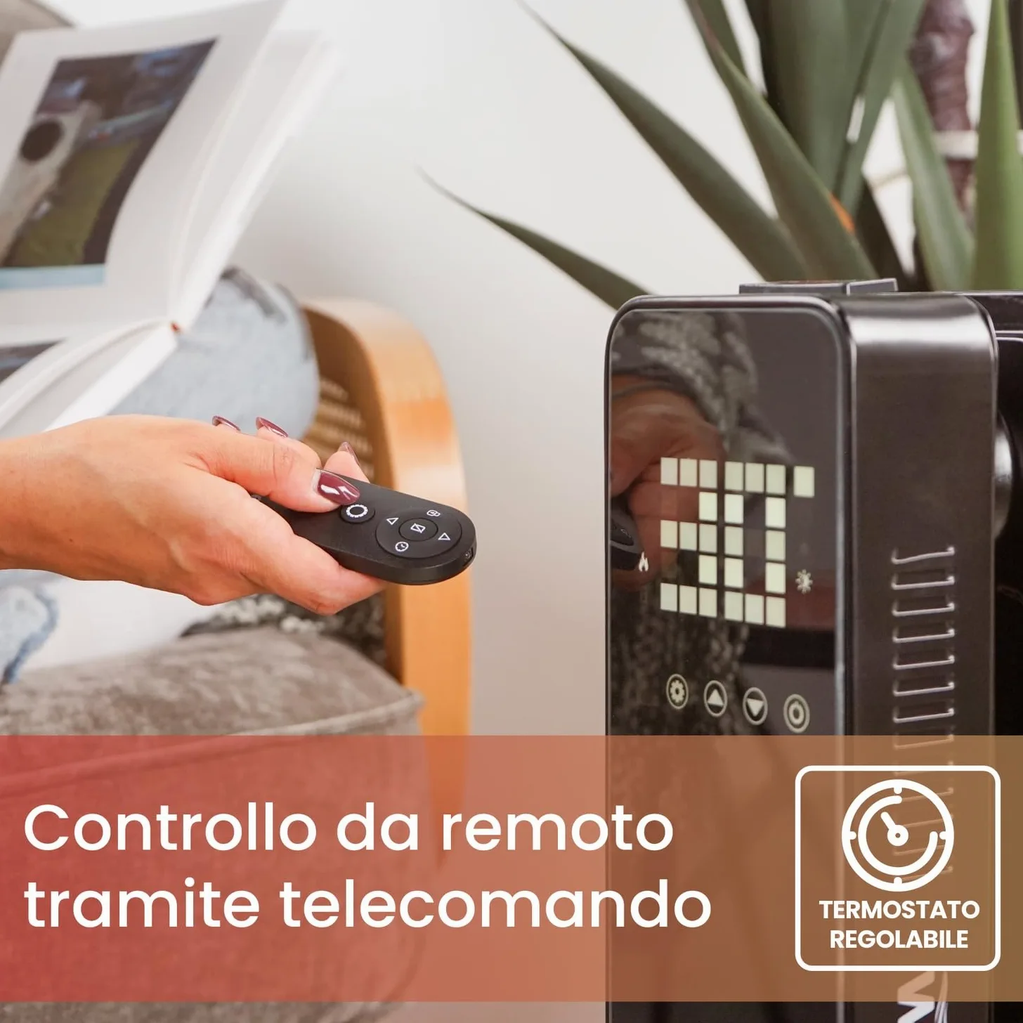 White - Radiatore Elettrico Ad Olio 13 Elementi. Stufa Elettrica A 240v. Telecomando Incluso, Funzione Touch. Display Led Luminoso. Calorifero Elettrico Con Ruote