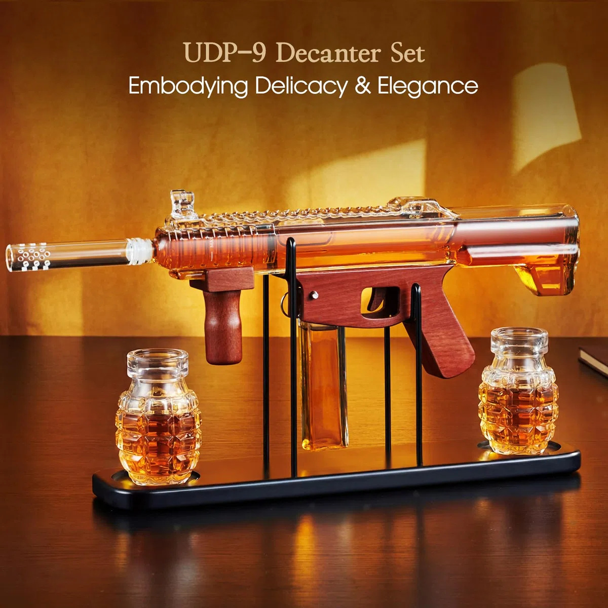 Regali per uomini papà,Kollea Set di decanter per whisky da pistola- Edizione Limitata, Decanter per Liquori con Bicchiere,Regalo di Compleanno per Lui Marito,Regalo Militare per Bere in Casa Bar