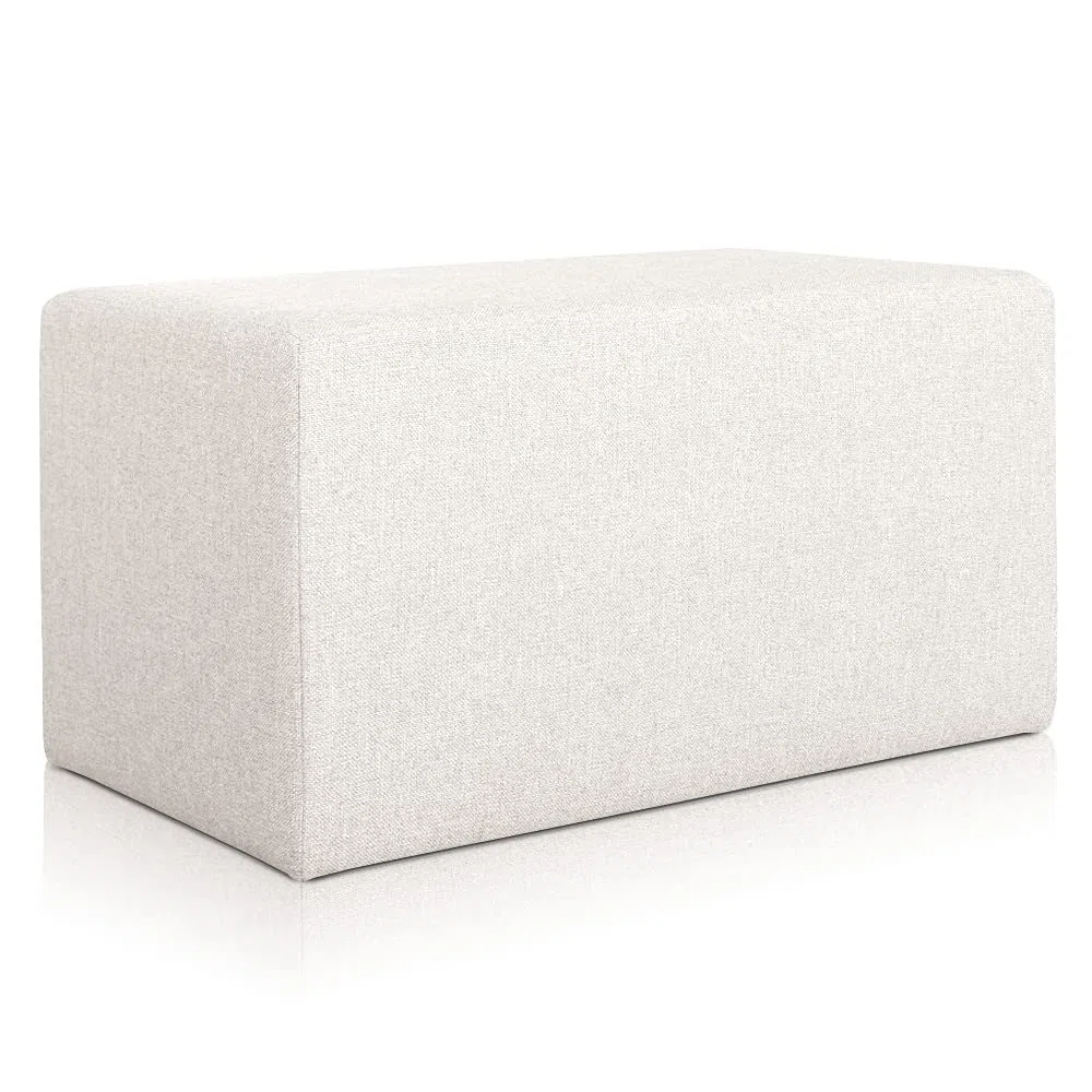 Deshome Pouf poggiapiedi 83x43x44 cm stoffa Idrorepellente: Pouf design moderno per divano soggiorno camera da letto, Puff poggiapiedi, Pouffe salotto Minerva (Bianco crema)