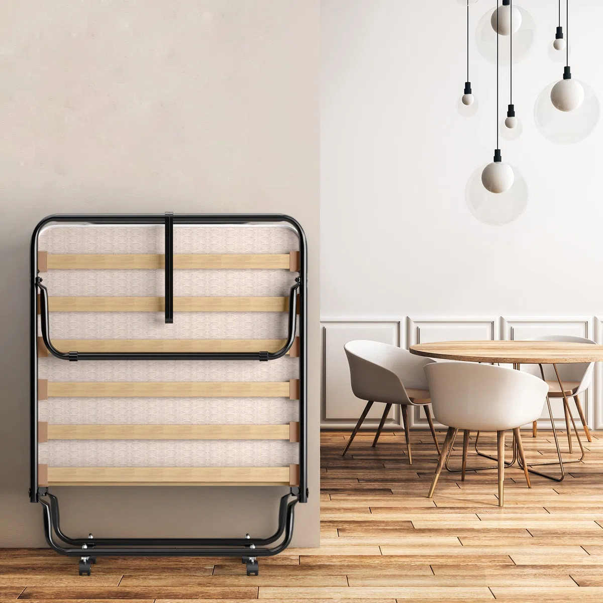 GIANTEX Letto Pieghevole, Singolo con 4 Ruote, 4 Gambe in Mettallo, Fibbia Fissata, 80 x 190 cm, Materasso di 10 cm, Ideale per Viaggio e di Riserva