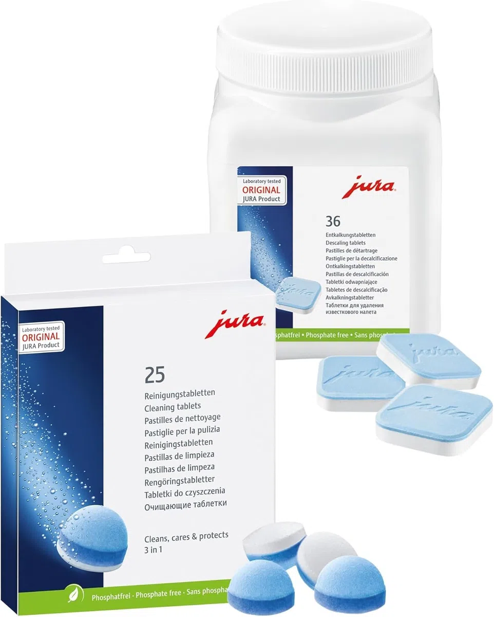Jura Confezione da 25 Compresse Detergenti + 36 Compresse Anticalcare per Macchine da Caffè