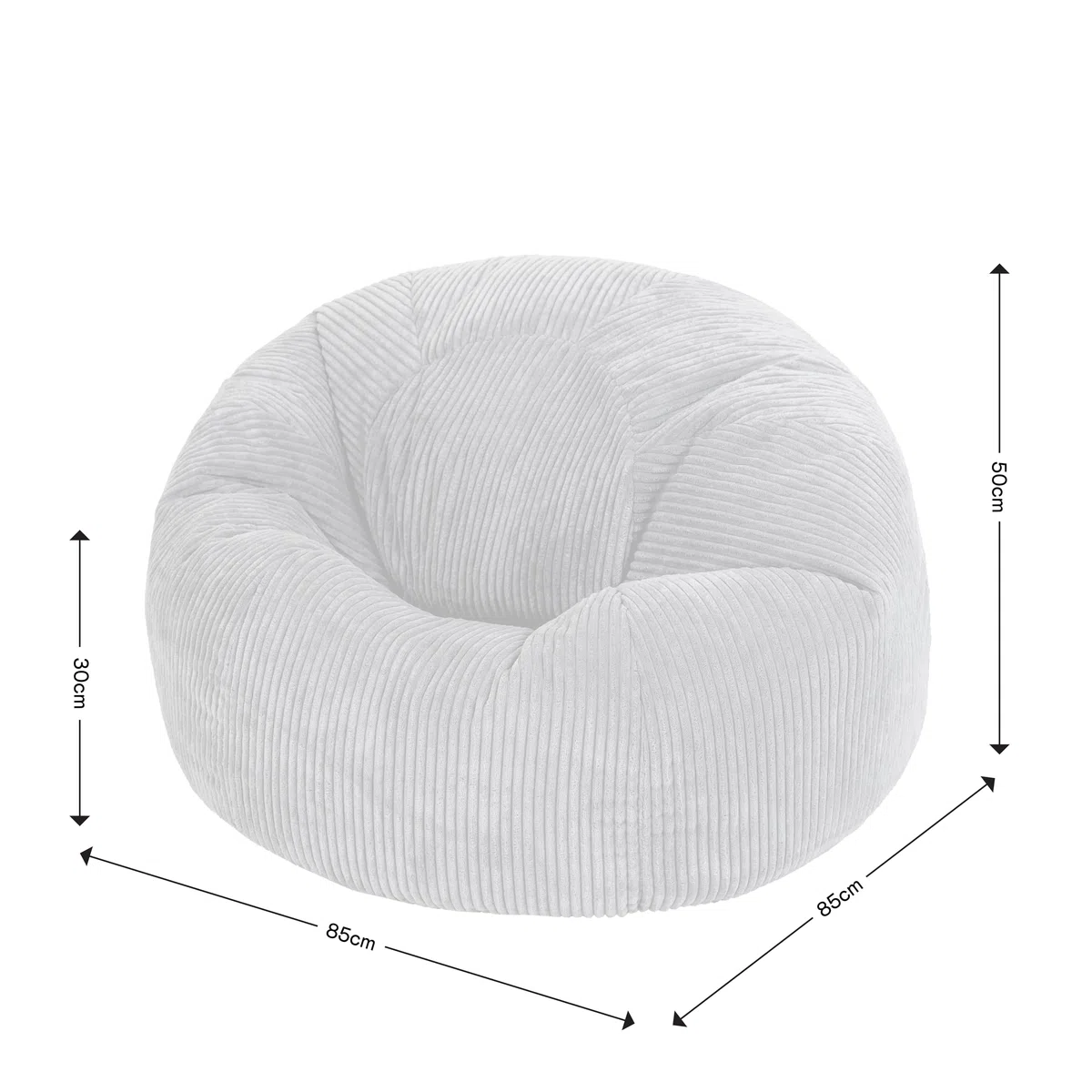 icon Classico Poltrona Sacco, Beige, Velluto a Coste, Pouf Poltrona con Riempimento Incluso, Pouf Sacco, Camera da Letto, Soggiorno, Mobili Soggiorno