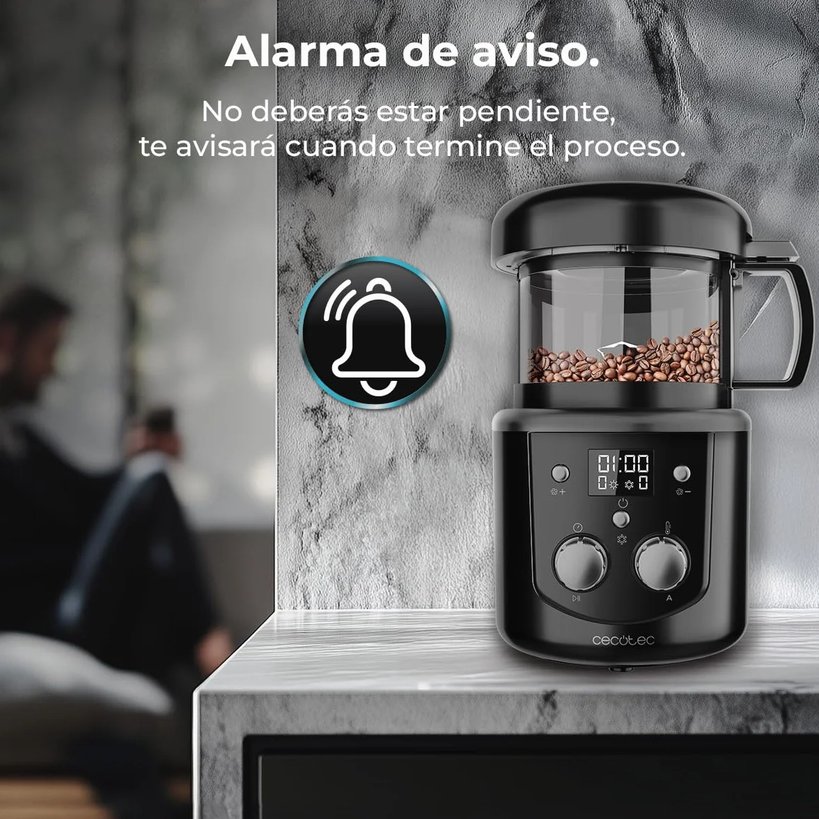 Cecotec Tostatrice di Caffè in Grani Elettrica Roaster Booster. 1400W, Accessorio per Caffè, Tostatura Automatica o Manuale, Tostatura Omogenea, Capacità 100-150g, Tempo Regolabile 8-15 min