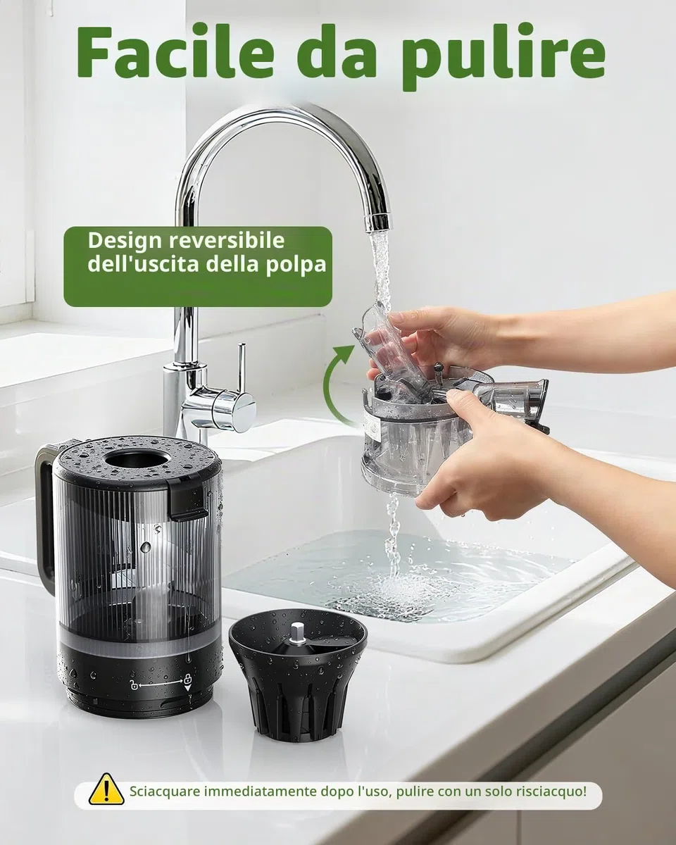 ACOQOOS Estrattore Frutta e Verdura, 132 mm Bocca Extra-Larga, Capacità 1,8 L, Motore da 280 W, BPA Free, Facile da Smontare e Pulire, Nero