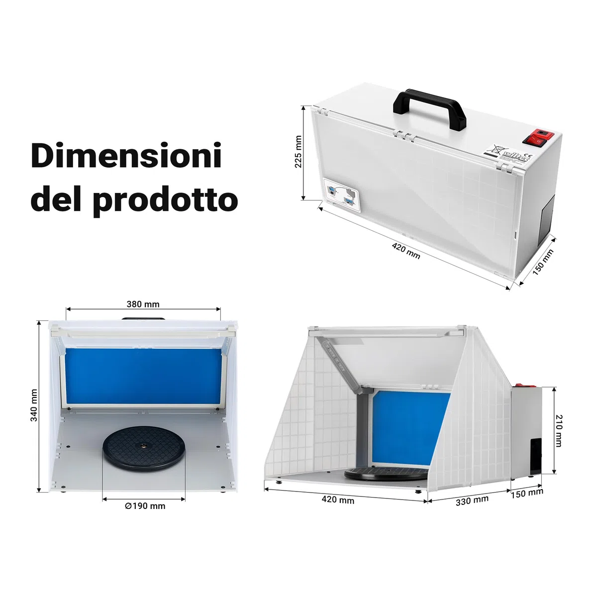 Wiltec Cabina di aspirazione per verniciatura ad aerografo 4 m³/min con Luce Aspiratore Vernice