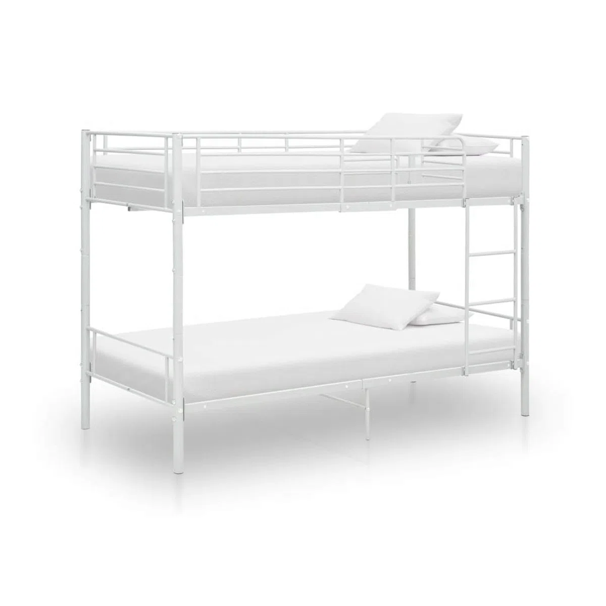 IKAYAA Letto a Castello per Adulti Letto a Castello in Metallo con Rete a doghe Letto Singolo 90x200 Inclus Scomponibile in 2 Letti Singoli-Bianco-