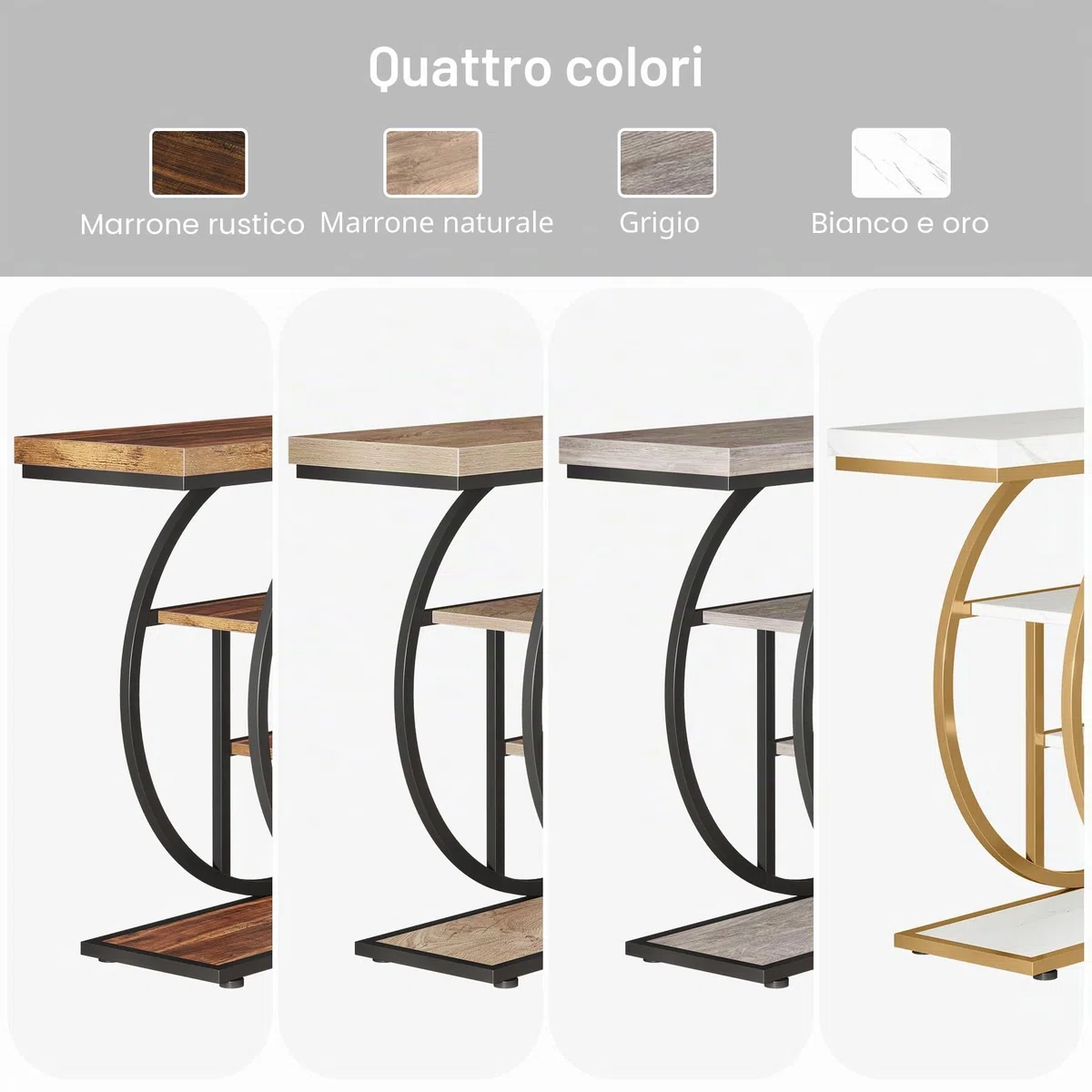 Tribesigns Tavolo consolle da 104,1 cm, tavolo industriale a 4 livelli con base circolare, tavoli decorativi in legno stretto con ripiani portaoggetti per soggiorno, corridoio, ingresso