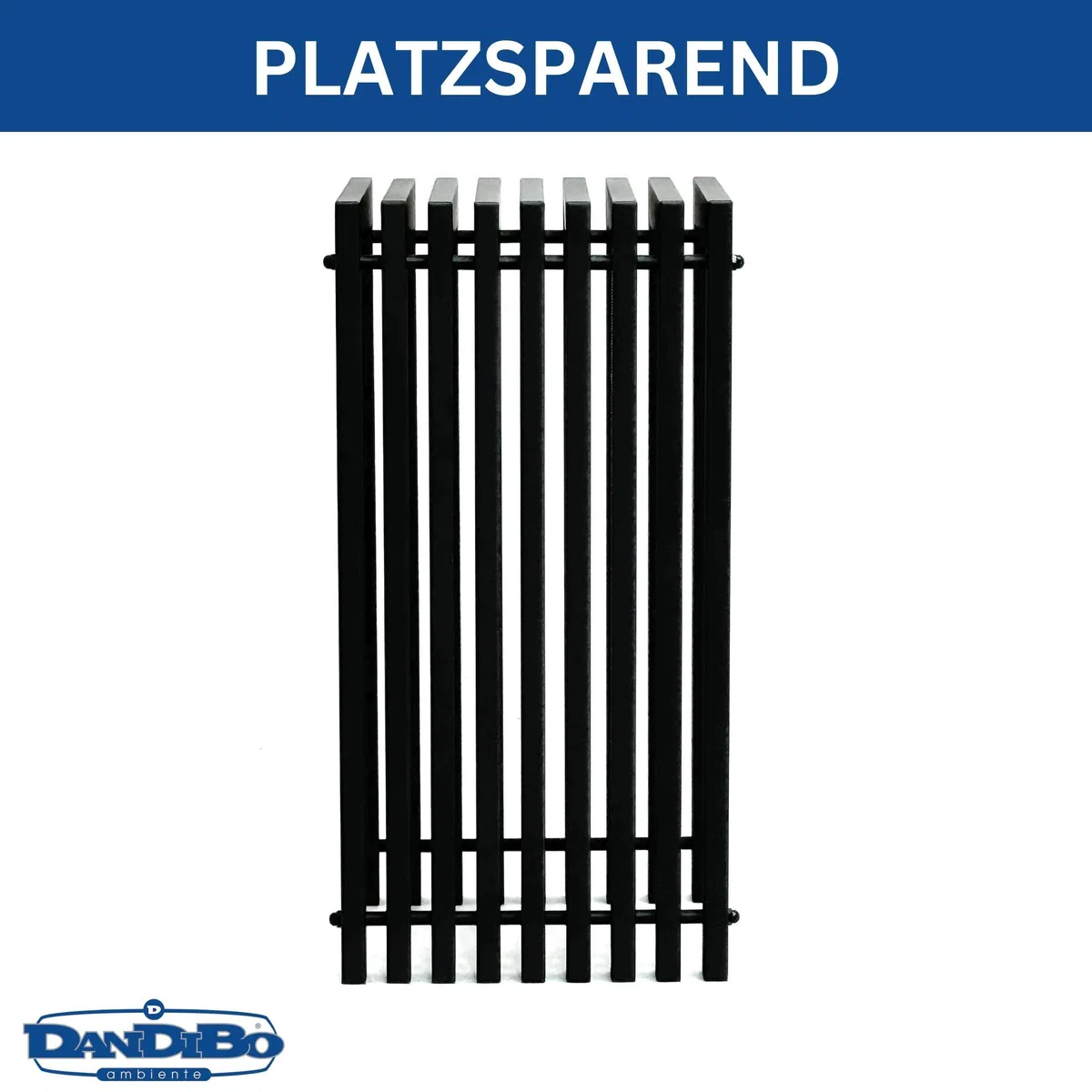 DanDiBo Sgabello a doghe in metallo, nero, base rettangolare, 65 cm, massiccio, moderno, con doghe (altezza 65 cm/L)