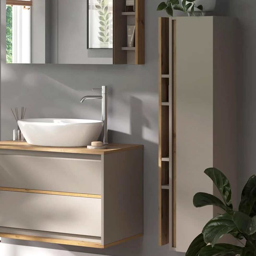 Vicco mobile bagno Edelin, Cachemire, 35 x 120 cm con 4 scomparti aperti, a parete per un'installazione flessibile in bagno
