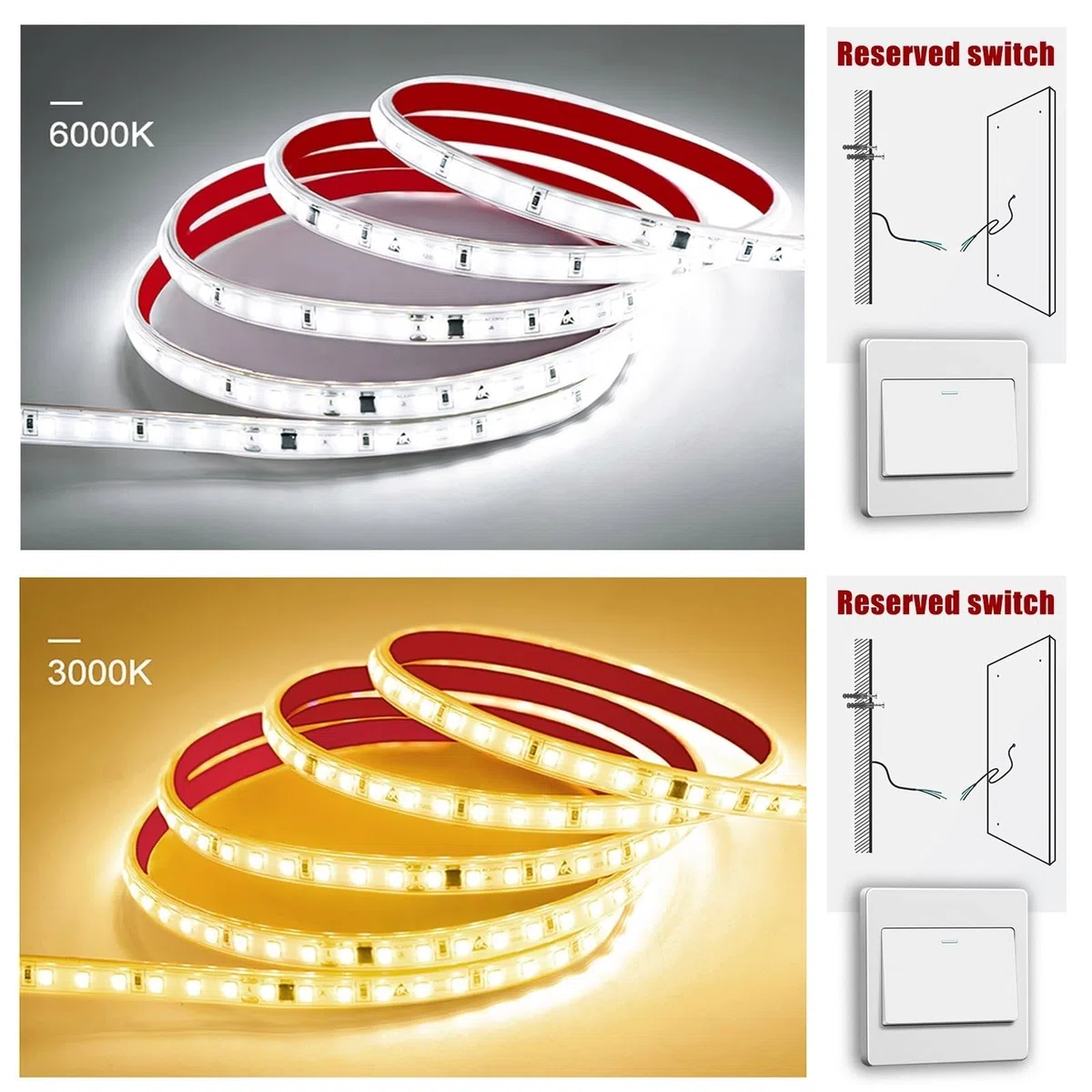 Specchio Da Bagno A LED, Luce Calda, Luce Bianca, 50cm|60cm|70cm|80cm Specchio Da Parete Moderno Senza Cornice, HD, Specchio Cosmetico Illuminato, Comando A Interruttore(Warm light,80cm/31.5in)