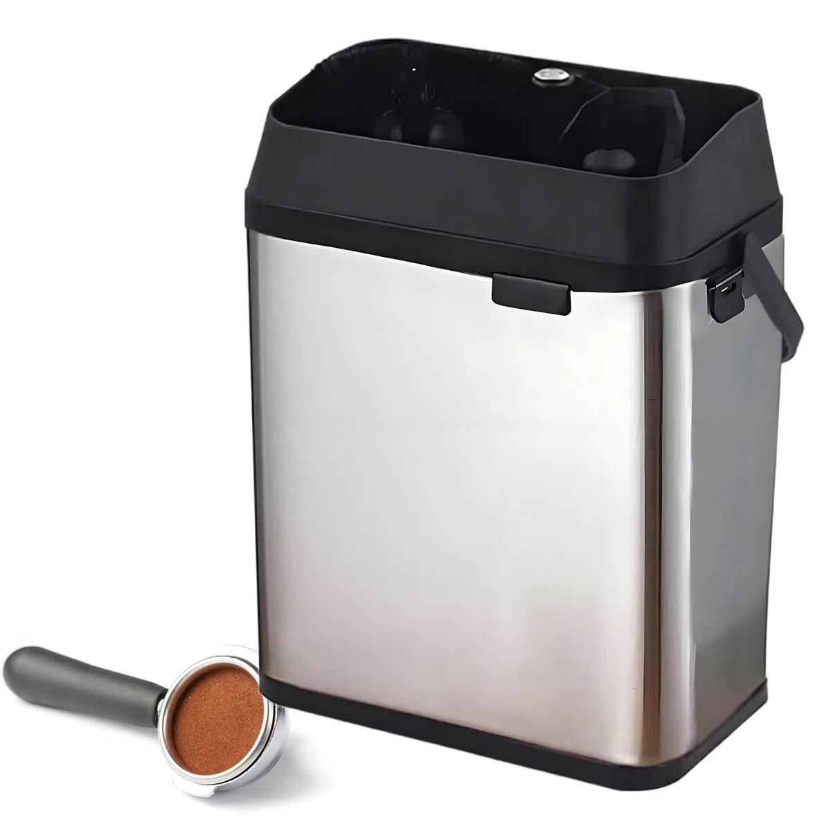 Pulitore Elettrico per Portafiltro - Macchina Automatica per la Pulizia dei Fondi di caffè - Scatola di Raccolta per caffè Espresso - Aspiratore per caffè Espresso,Silver