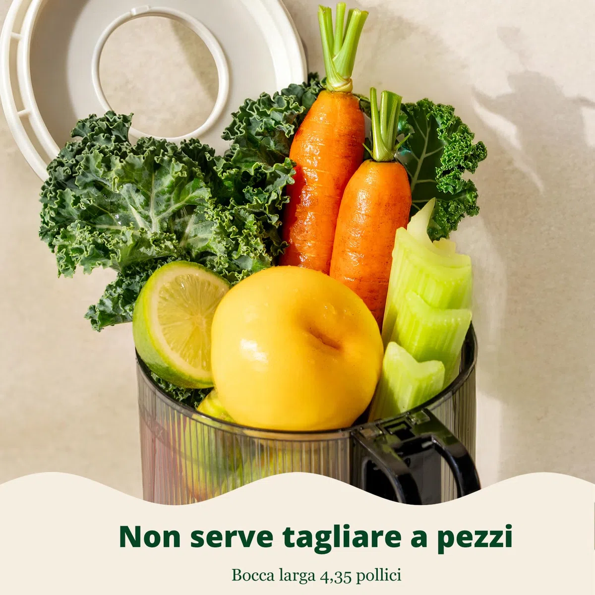 LINKChef Estrattore di succo per frutta e verdura, apertura 115 mm, 1,2 L, 200 W, slow juicer machine per frutta e verdura intere, senza BPA, facile da smontare e pulire, ricette incluse,verde chiaro