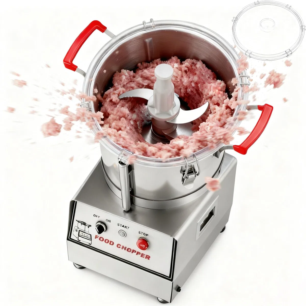 Robot da Cucina Professionale con capacità 5L/7L/10L/15L - Tritatutto Elettrico 1400W in Acciaio Inox 201, Multifunzione per Bar, Ristoranti e attività di Ristorazione Collettiva 5L