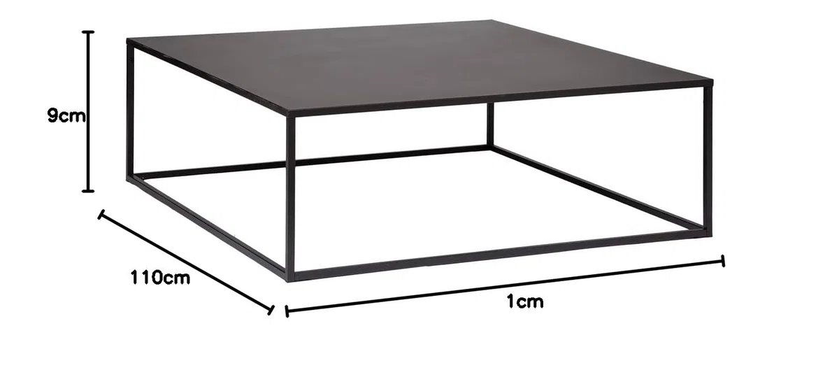 Atmosphera - Tavolino quadrato Gota, acciaio nero, 100 x 100 x 36 cm - Per soggiorno, ufficio