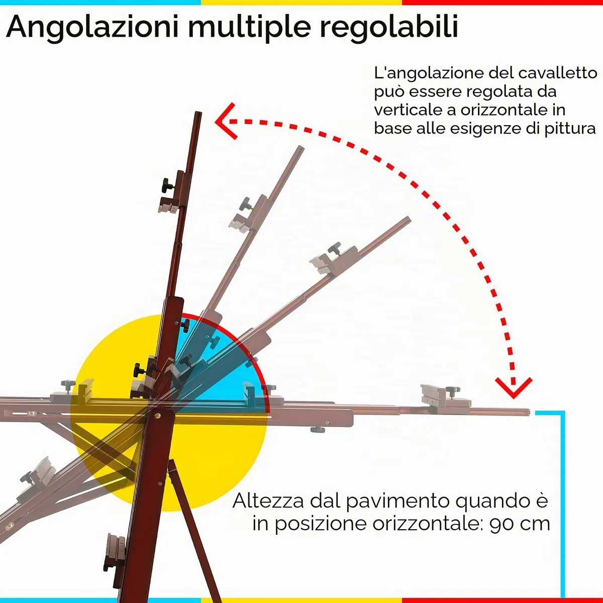 MEEDEN Cavalletto da studio multifunzione, telaio ad H, per adulti, artisti, pavimento, legno di faggio massiccio, ruote anteriori, può