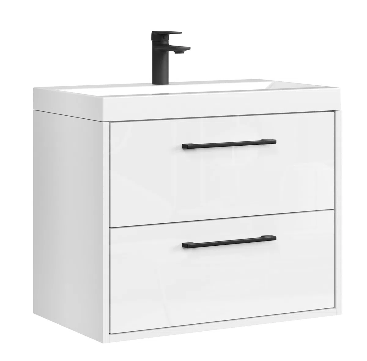 Badplaats B.V. Set mobili da Bagno Florence 01 60 cm – Grigio Scuro con Rovere Castagna – Mobile lavabo sospeso con Chiusura Ammortizzata