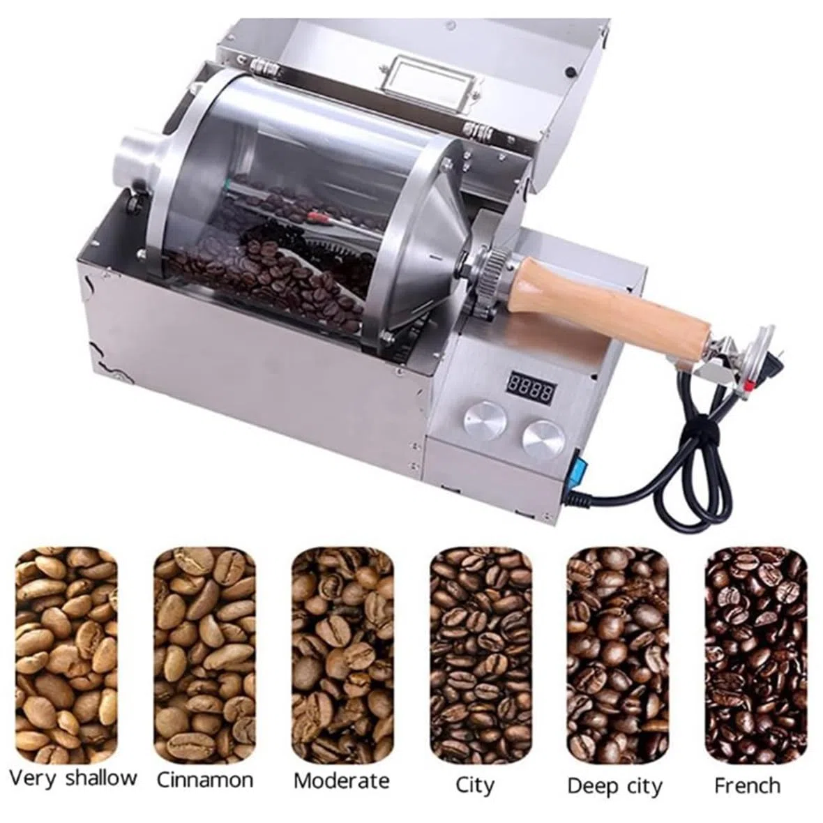 Tostatrice per caffè da 1200 W, tostatrice per chicchi di caffè, tostatrice per chicchi di caffè a tamburo da 500 g, torrefazione professionale per chicchi di caffè per ristorante