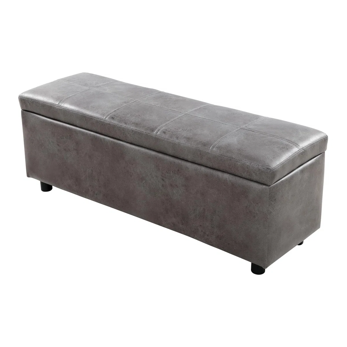 Corium Cassapanca con Seduta Imbottita Ottomana Contenitore Apertura a Ribalta Panca Pouf per Camera da Letto Soggiorno Ingresso 118 x 37 x 43 cm Similpelle Grigio