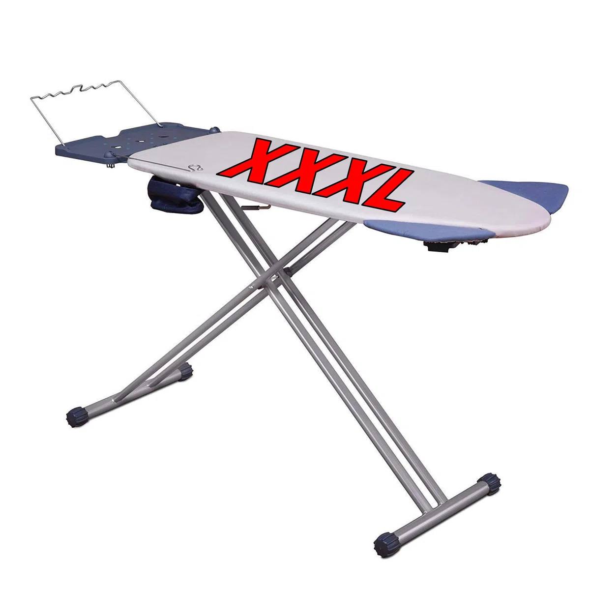 Asse da Stiro XXXL Extra-Large Professionale, 8 Funzioni, Alette Retrattili Brevettate, Altezza Regolabile 6 Livelli, Porta Ferro e Appendi camicie - Rivestimento 100% Cotone