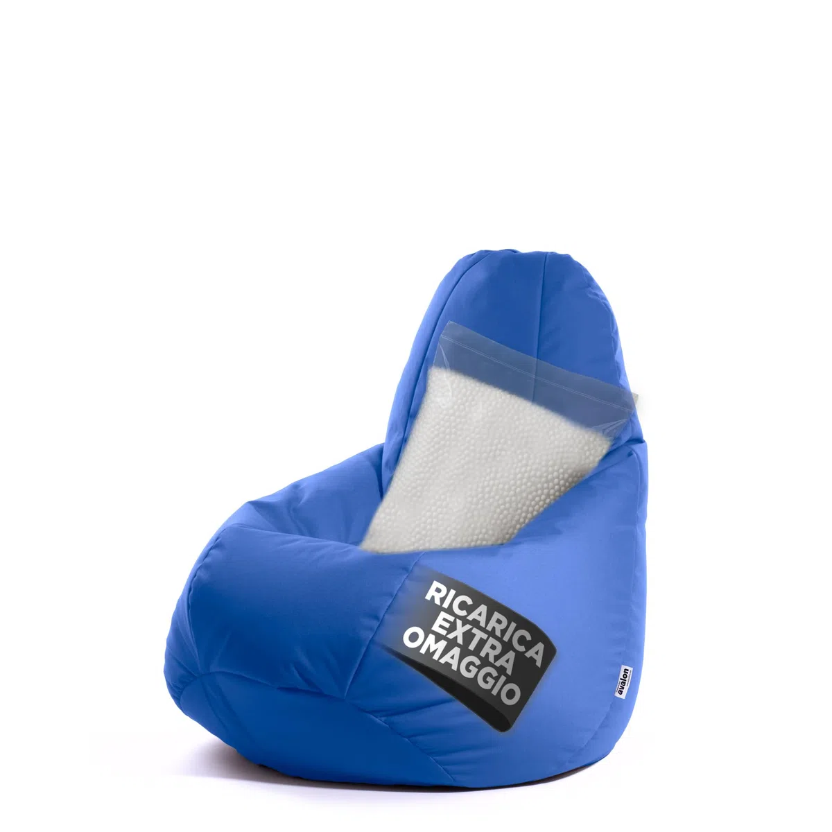 Avalon - Pouf Bambini Jive Deluxe Sfoderabile Super Resistente, Puff Poltrona per Sedersi Antimacchia, Pouf Sacco in Tessuto Antistrappo Impermeabile e Lavabile, Made in Italy(68x107cm-Blu Royal)