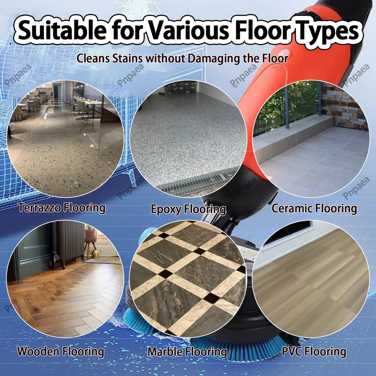 Lavasciuga Pavimenti Professionale,Copertura 1200 M²/H,Doppie Spazzole Rotanti,con Pista di Pulizia da 43cm,per Pavimenti in Legno,Piastrelle Gray