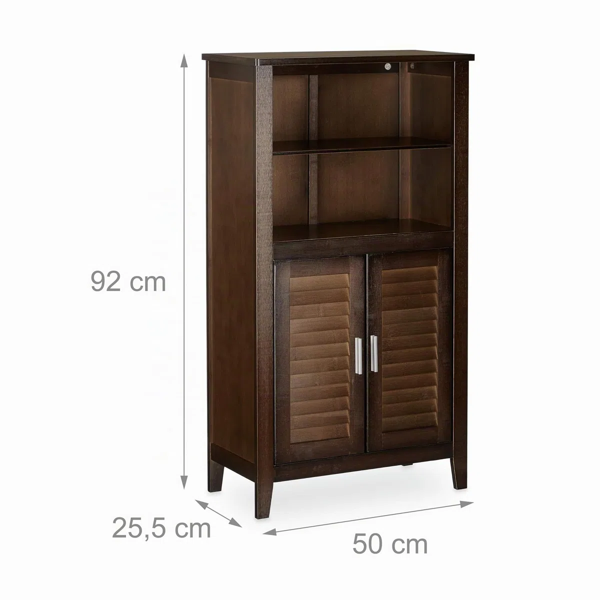 Relaxdays LAMELL Mobile da Bagno Marrone Scuro, Armadietto in Bambù, Mobiletto Telefono, HxLxP: 92 x 50 x 25,5 cm