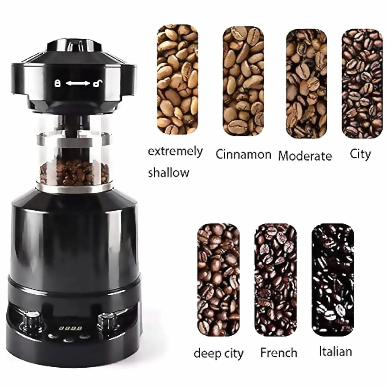 Tostatrice elettrica per Chicchi di caffè, tostatrice Automatica per caffè ad Aria, Regolazione dell'Aria Fredda/Calda, velocità del Vento Regolabile