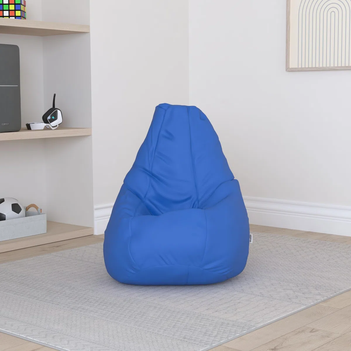Avalon - Pouf Bambini Jive Deluxe Sfoderabile Super Resistente, Puff Poltrona per Sedersi Antimacchia, Pouf Sacco in Tessuto Antistrappo Impermeabile e Lavabile, Made in Italy(68x107cm-Blu Royal)
