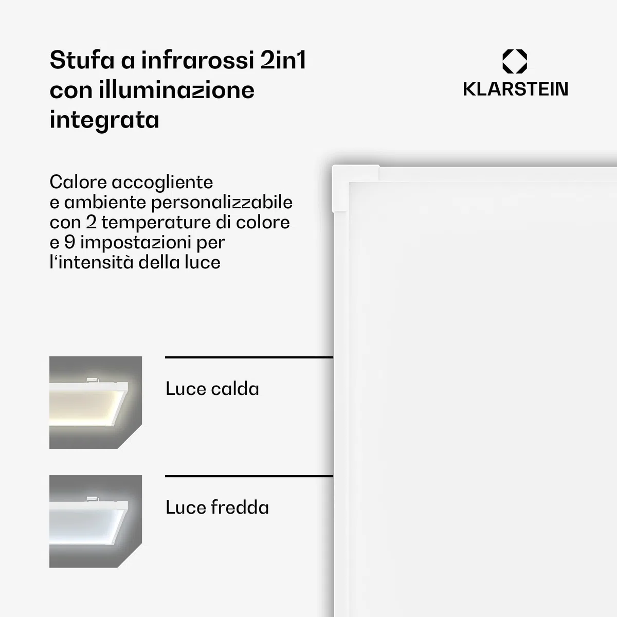 Klarstein Pannelli Radianti Infrarossi 360W – Parete o Soffitto, WiFi, Termostato, Timer, IP44, Blocco Bambini, Design Moderno, Riscaldamento 10m², Telecomando, Alluminio