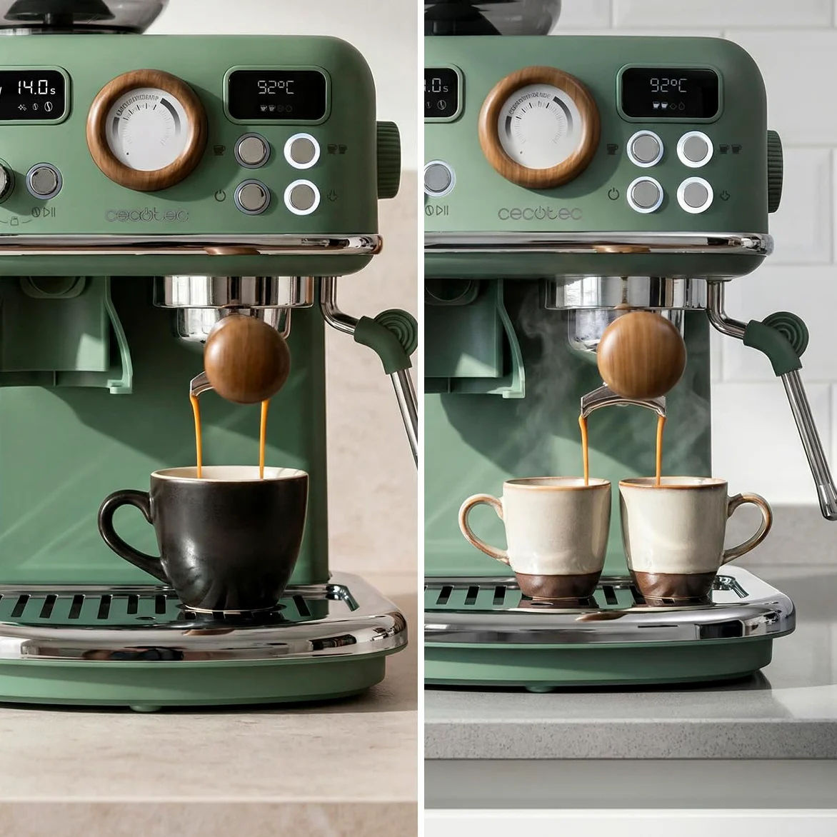 Cecotec Macchina per Caffè Espresso Power Espresso 20 Tradizionale Grind. 1500W, Macinacaffè 20 Livelli, 20 Bar, PID, Thermoblock, Steamer, Cold Brew, Caffè Macinato Fresco con Sempre Crema Perfetta