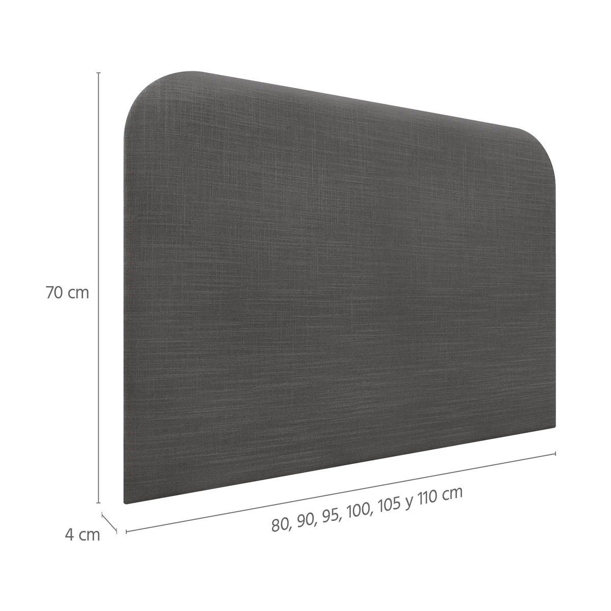 DHOME Testiera Letto Imbottita Liscia Curva in Lino 70 cm Altezza per Parete Acustica Testiere Fonoassorbenti Testiera Letto Camera da Letto (Grigio Scuro, 110cm)