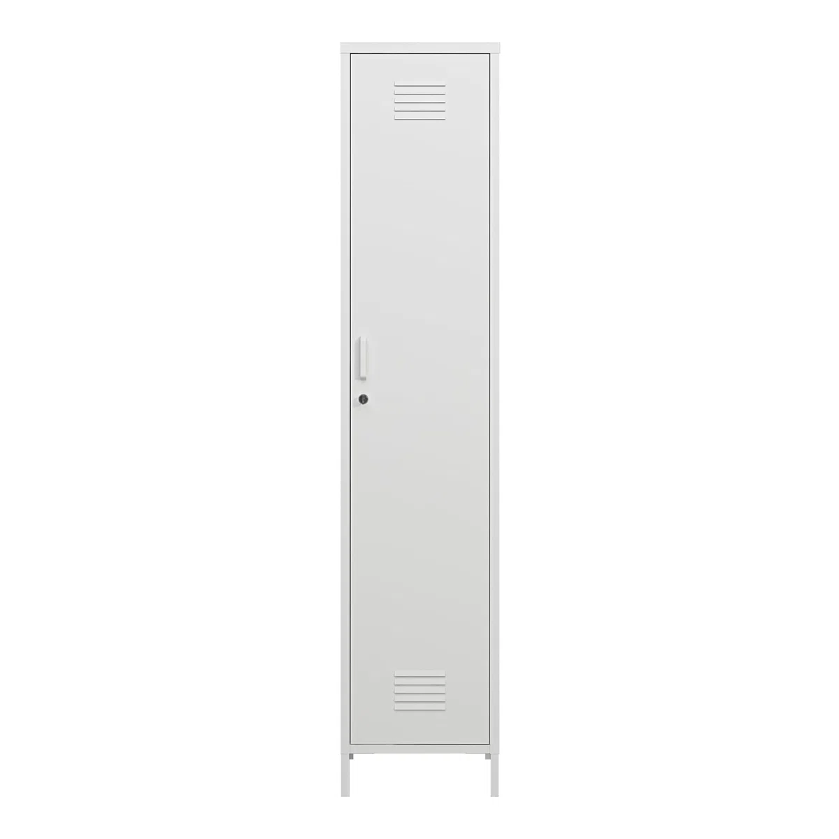 [en.casa] Armadio da Ufficio con Anta e Serratura Ripiani ad Altezza Regolabile Mobile in Acciaio da Spogliatoio con 3 Scomparti e Barra Porta Abiti 180 x 38 x 38 cm - Bianco