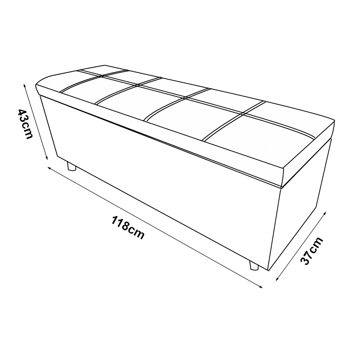 Corium Cassapanca con Seduta Imbottita Ottomana Contenitore Apertura a Ribalta Panca Pouf per Camera da Letto Soggiorno Ingresso 118 x 37 x 43 cm Similpelle Grigio