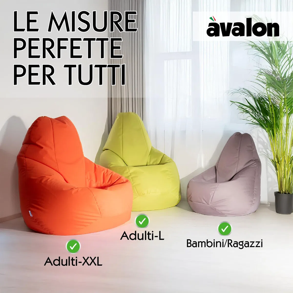 Avalon - Pouf Bambini Jive Deluxe Sfoderabile Super Resistente, Puff Poltrona per Sedersi Antimacchia, Pouf Sacco in Tessuto Antistrappo Impermeabile e Lavabile, Made in Italy(68x107cm-Blu Royal)