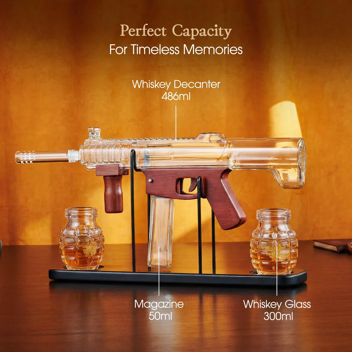 Regali per uomini papà,Kollea Set di decanter per whisky da pistola- Edizione Limitata, Decanter per Liquori con Bicchiere,Regalo di Compleanno per Lui Marito,Regalo Militare per Bere in Casa Bar