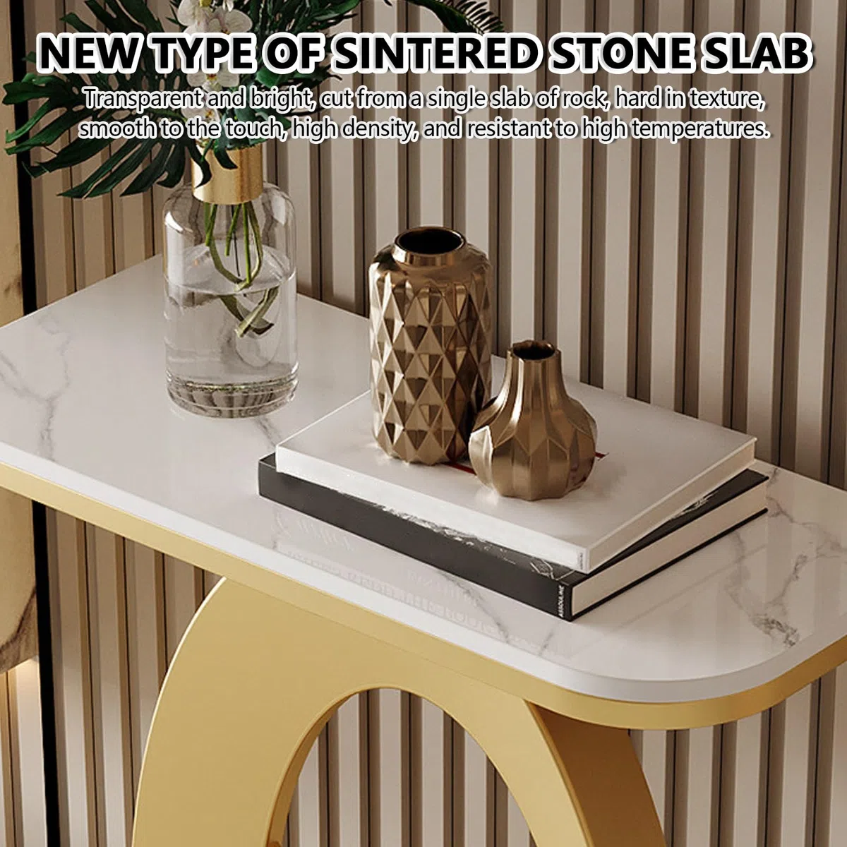 Moderno consolle ingresso, Pietra sinterizzata consolle dietro divano, Corridoio Decorativo tavolo ingresso, Soggiorno tavolo consolle, Supporto in acciaio al carbonio.(Off-white+White,60*30*75cm)