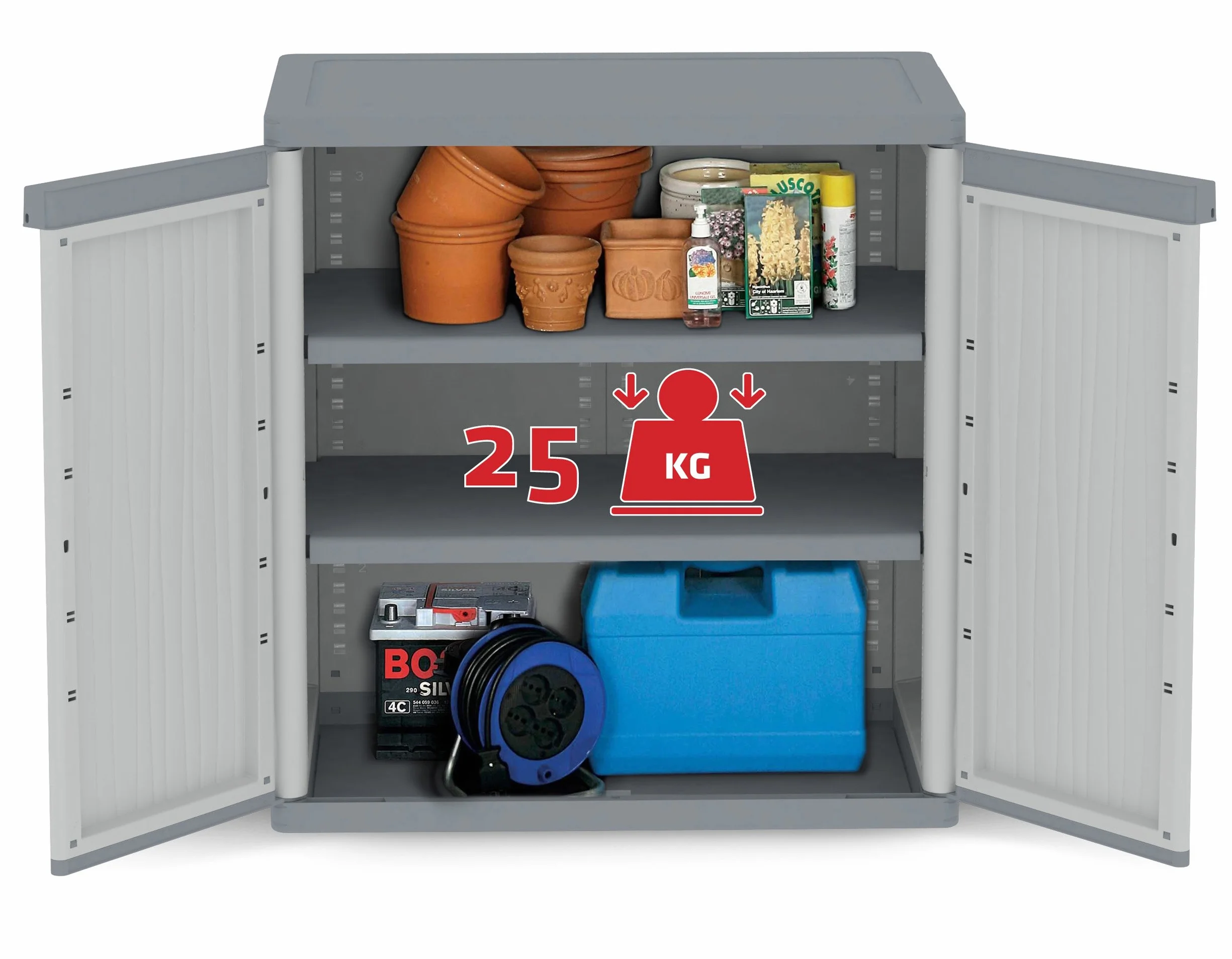 Terry, Jumbo 900 Wave, Armadio da Esterno Interno a Due Ante, 2 Ripiani Interni Regolabili. Materiale: Plastica, Dimensioni: 89,7x53,7x94,5 cm