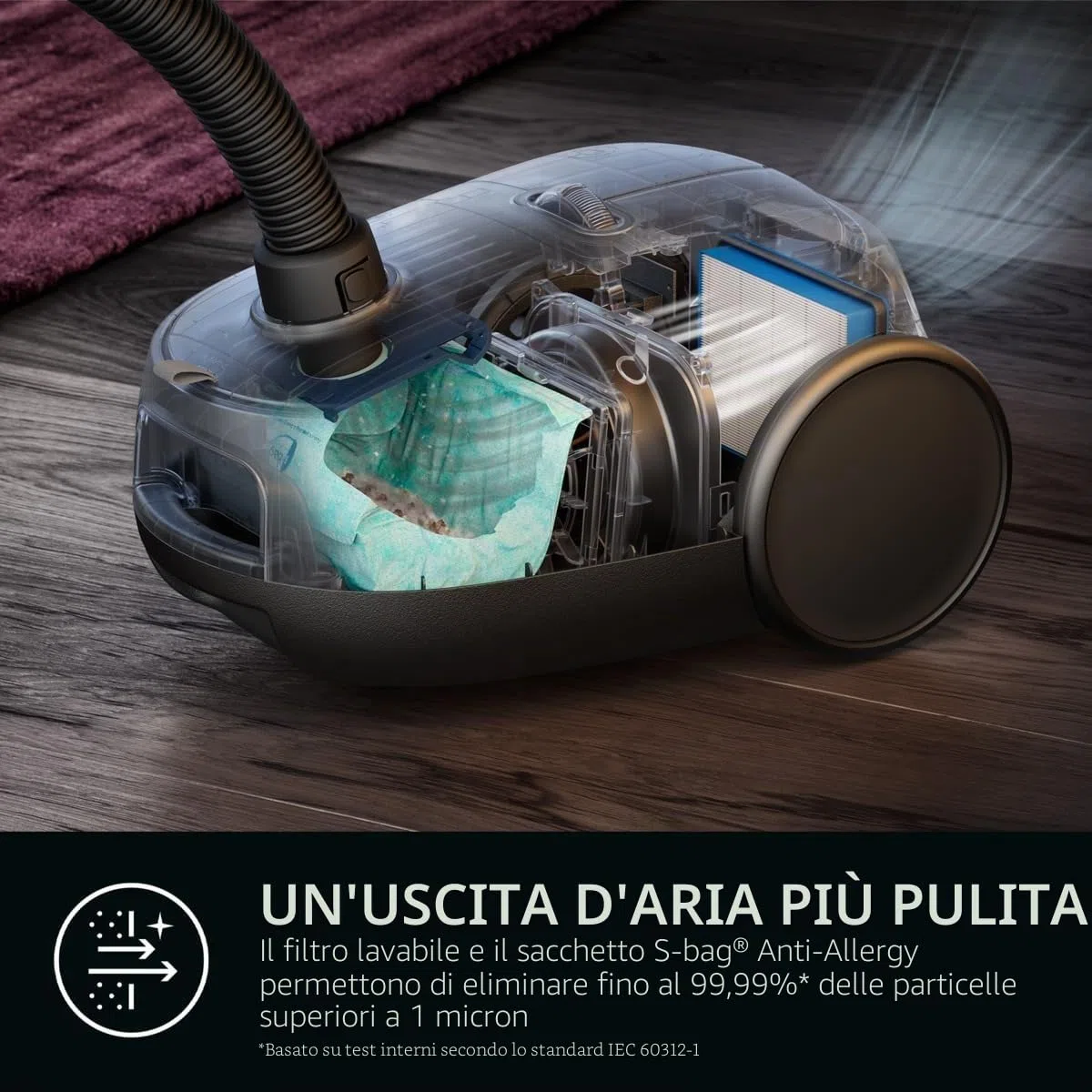 AEG AB61H6SW Aspirapolvere con sacchetto, elevata potenza di aspirazione su tutti i pavimenti, con ugelli aggiuntivi, 50% plastica riciclata, ideale per asmatici, persone allergiche, proprietari di