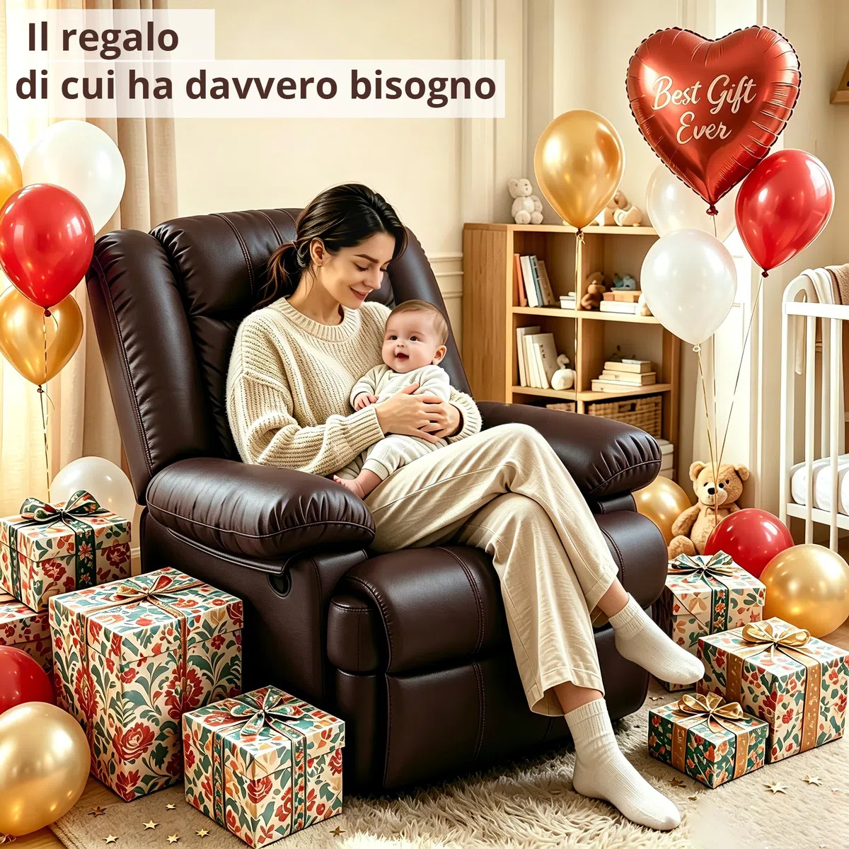 Hamoldy Poltrona Reclinabile Ergonomica Relax, Sedia Confortevole per Anziani adatta a Soggiorno, Camera da Letto e Cameretta Infantile Marrone