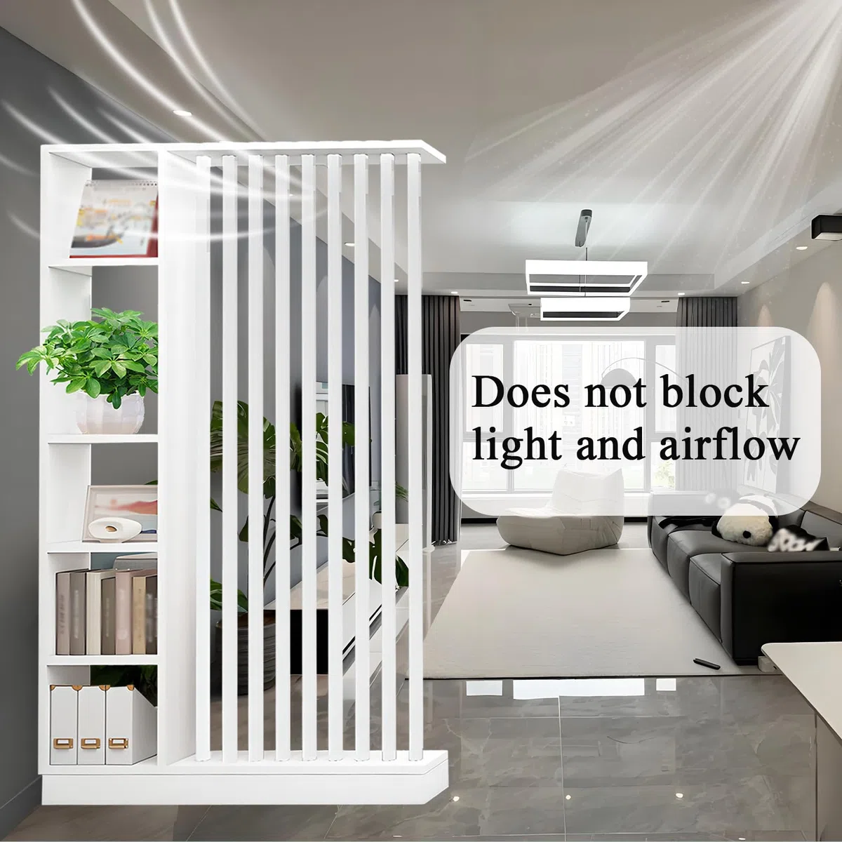 Colonna divisoria per ingresso dal pavimento al soffitto - Divisorio indipendente con ripiani, facile da montare, decorazione indipendente per camera da letto e ufficio (A White+White, 120cm/47.2in)