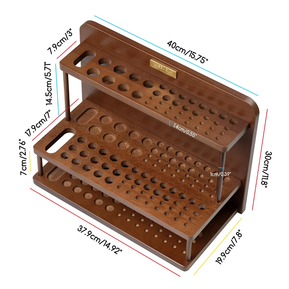 MEEDEN PRO Support per Pennelli: Organizzatore in legno a 2 livelli per pennelli da pittura - Supporto per pennelli ad alta capacità - Raccoglitore per forniture artistiche per scrivania