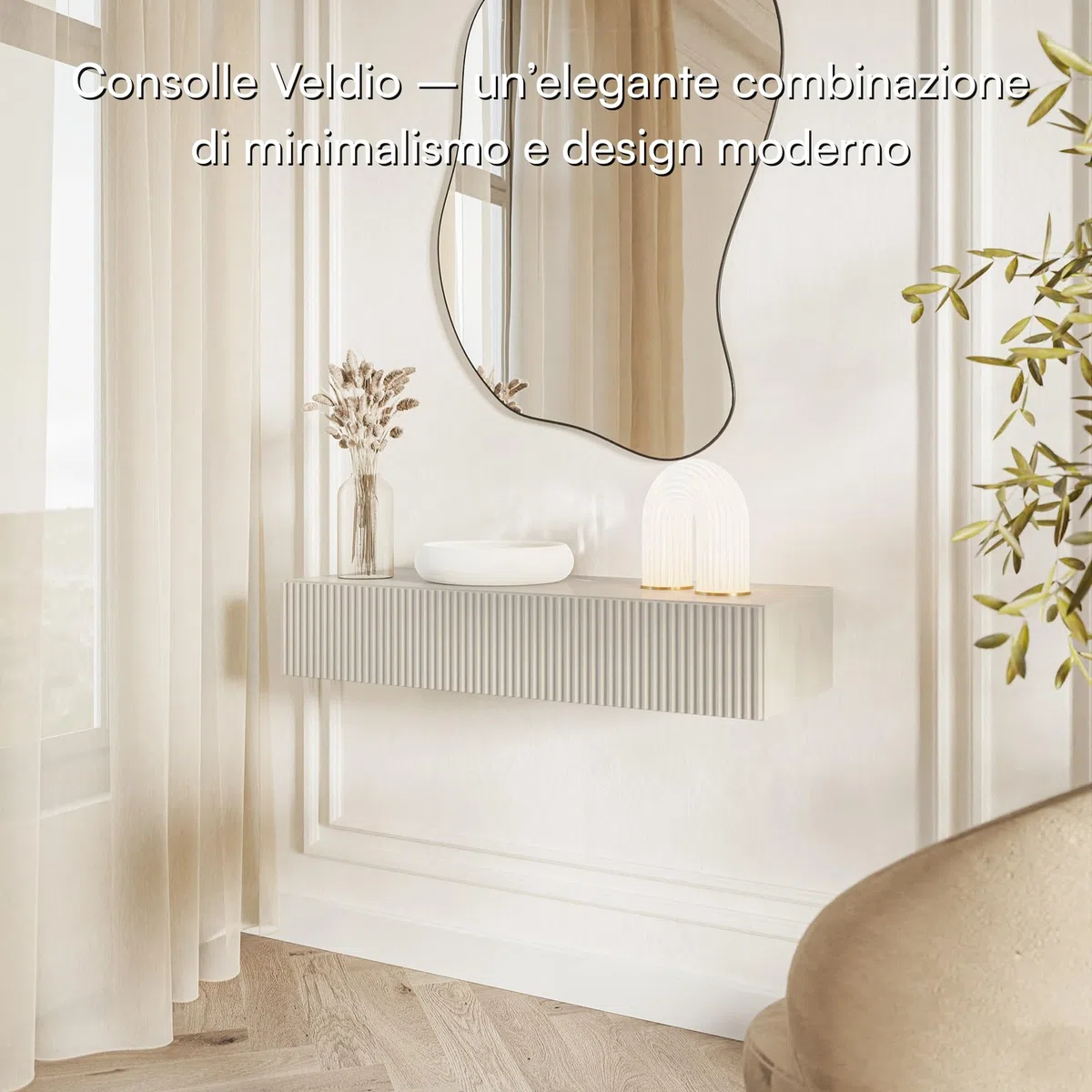 Selsey Veldio - Tavolo da toeletta con cassetto sospeso, 90 cm, colore: grigio beige