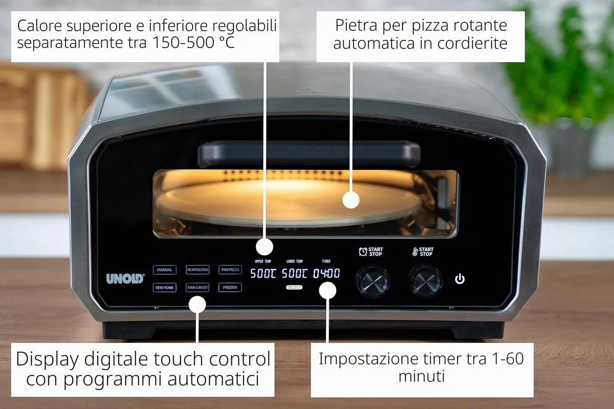 Unold 68916 Pizzaofen Enzo Inkl. Pizzastein, 500?c (68916)
