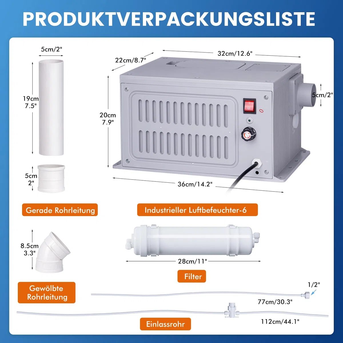Umidificatore Industriale Grande Volume Mist Umidificatore Ad Ultrasuoni Macchina Nebbia con Filtro Universale Tubo in PVC per Officina Supermercato Magazzino Pianta Ver