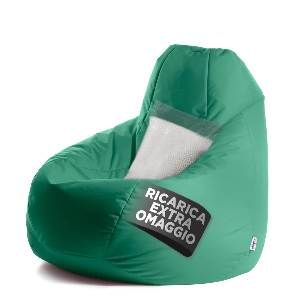 Avalon - Puff Poltrona Sacco XXL Jive Deluxe Sfoderabile, Pouf Sacco di Qualità Sartoriale, Bean Bag per Sedersi Ergonomico, Tessuto Antistrappo Impermeabile, Made in Italy(95x135cm-Verde smeraldo)
