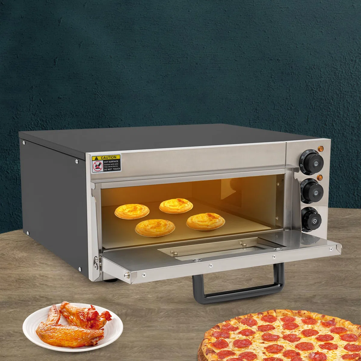 Forno elettrico per pizza per piano di lavoro, 2000 W forno per pizza commerciale,Può essere utilizzato per cuocere pizze, snack, salatini e cibi al forno.