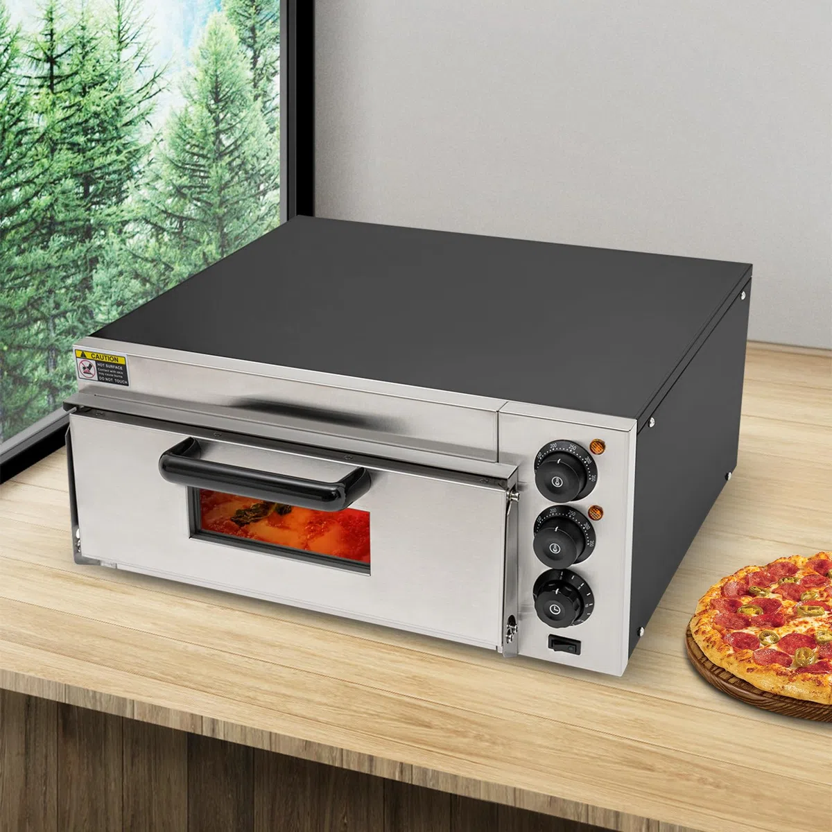 Forno elettrico per pizza per piano di lavoro, 2000 W forno per pizza commerciale,Può essere utilizzato per cuocere pizze, snack, salatini e cibi al forno.