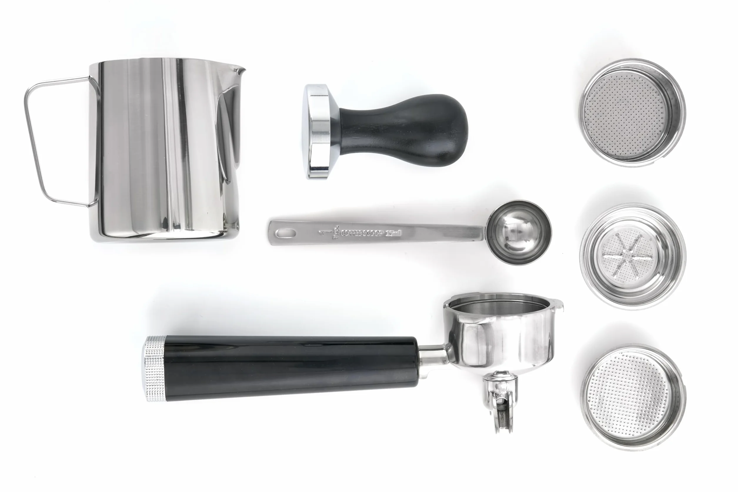 Caso Espresso Gourmet - Macchina portafiltro in acciaio inox, potente pompa Ulka da 19 bar, con montalatte, per caffè o cialde di caffè ESE, per 2 tazze, con piastra riscaldante
