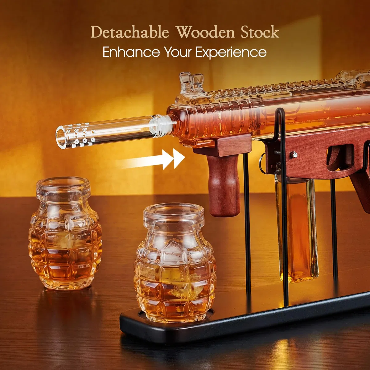 Regali per uomini papà,Kollea Set di decanter per whisky da pistola- Edizione Limitata, Decanter per Liquori con Bicchiere,Regalo di Compleanno per Lui Marito,Regalo Militare per Bere in Casa Bar