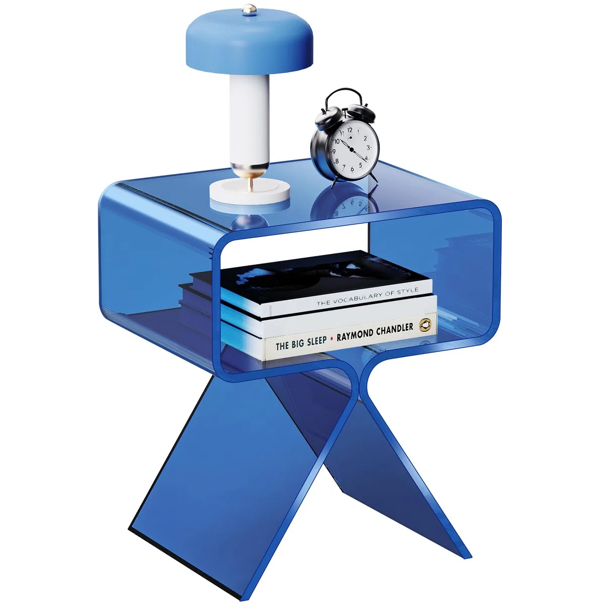 Tavolino da Salotto in Acrilico, Tavolino da comodino, Tavolino per Soggiorno (Blu)